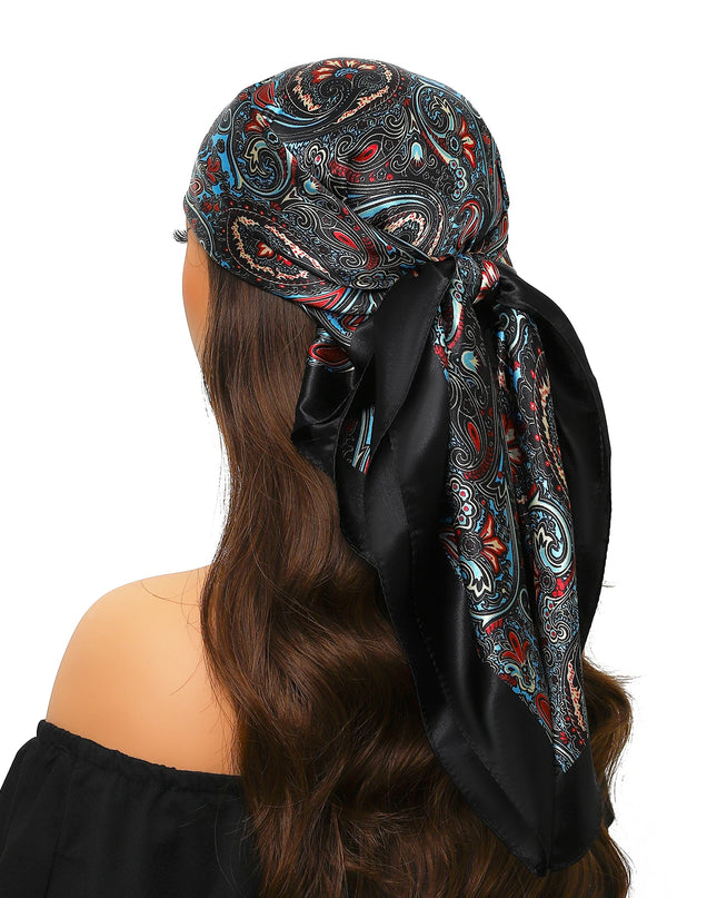 Head Scarf Women Luxury Brand Square 90*90Cm Silk Foulard Satin Bandana Cheveux Soft Neckerchief Hijab Hair Scarves for Ladies
