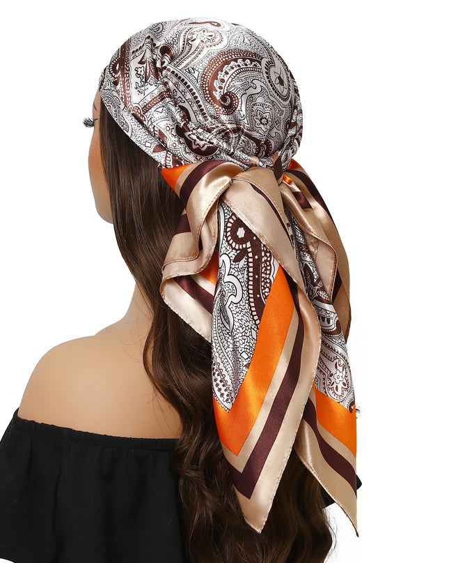 Head Scarf Women Luxury Brand Square 90*90Cm Silk Foulard Satin Bandana Cheveux Soft Neckerchief Hijab Hair Scarves for Ladies