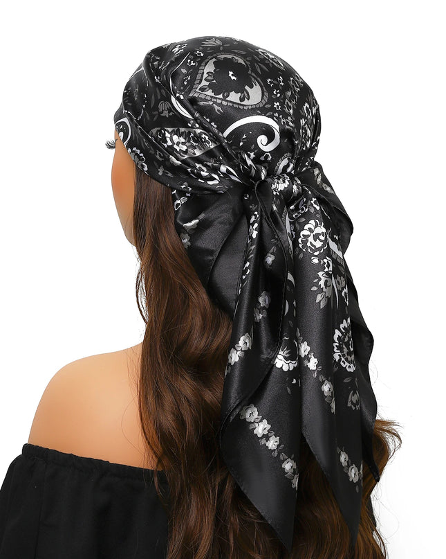 Head Scarf Women Luxury Brand Square 90*90Cm Silk Foulard Satin Bandana Cheveux Soft Neckerchief Hijab Hair Scarves for Ladies