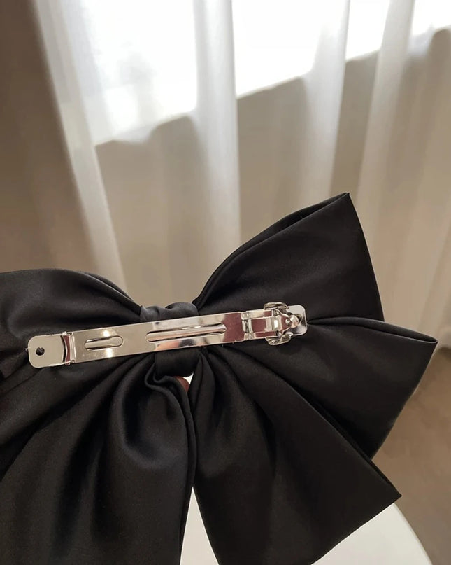 Female Satin Bow Hairpin Ponytail Clip Two-Layer Bowknot Ribbon Spring Clip Temperament Accessories Korean Fashion Elegant