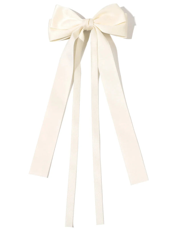 Korean Solid Color Ribbon Double Bowknot Hair Clips for Women Girls Trendy Big Bow Long Tassel Silver Barrettes Pin Accessories