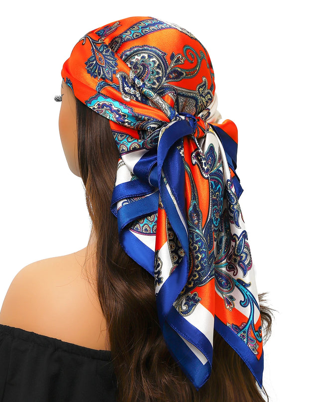 Head Scarf Women Luxury Brand Square 90*90Cm Silk Foulard Satin Bandana Cheveux Soft Neckerchief Hijab Hair Scarves for Ladies