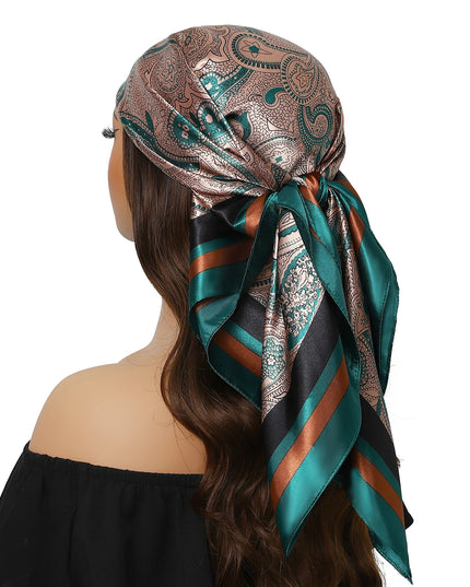 Head Scarf Women Luxury Brand Square 90*90Cm Silk Foulard Satin Bandana Cheveux Soft Neckerchief Hijab Hair Scarves for Ladies