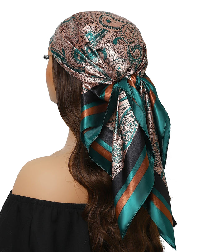 Head Scarf Women Luxury Brand Square 90*90Cm Silk Foulard Satin Bandana Cheveux Soft Neckerchief Hijab Hair Scarves for Ladies