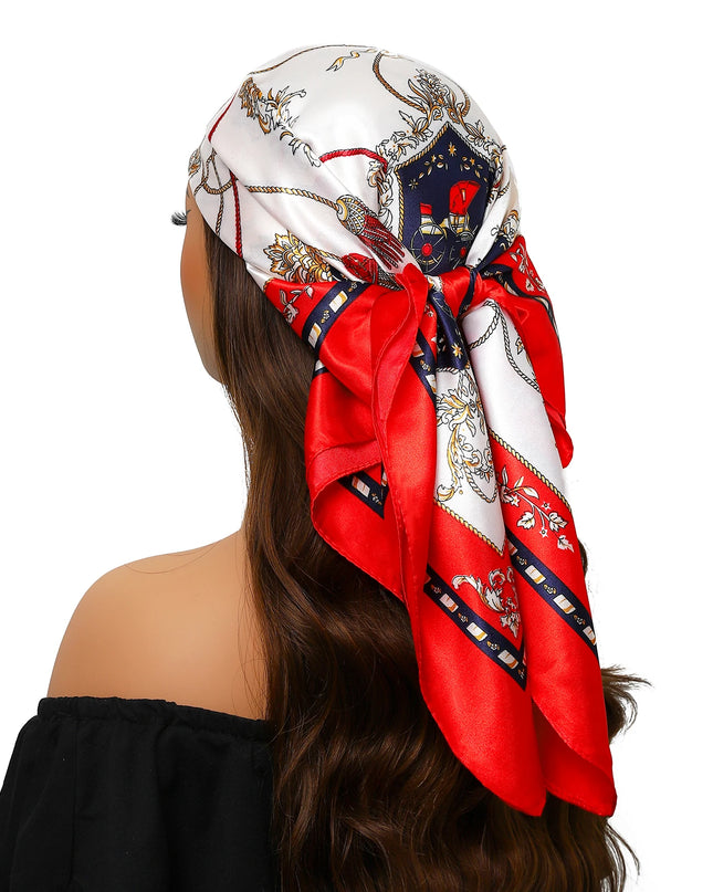 Head Scarf Women Luxury Brand Square 90*90Cm Silk Foulard Satin Bandana Cheveux Soft Neckerchief Hijab Hair Scarves for Ladies