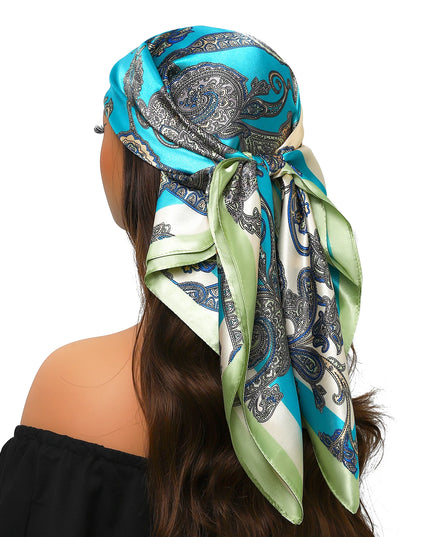 Head Scarf Women Luxury Brand Square 90*90Cm Silk Foulard Satin Bandana Cheveux Soft Neckerchief Hijab Hair Scarves for Ladies