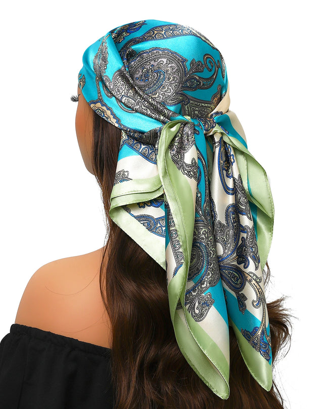 Head Scarf Women Luxury Brand Square 90*90Cm Silk Foulard Satin Bandana Cheveux Soft Neckerchief Hijab Hair Scarves for Ladies