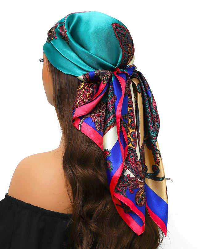 Head Scarf Women Luxury Brand Square 90*90Cm Silk Foulard Satin Bandana Cheveux Soft Neckerchief Hijab Hair Scarves for Ladies