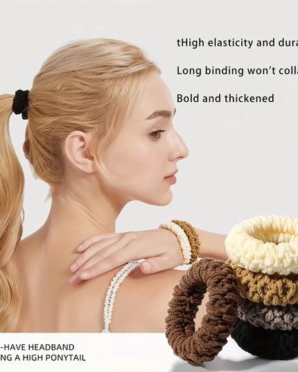 10Pcs of Upgraded Wide and Thick Hair Ties, Fashionable for Ponytails and Buns, Made of Durable Elastic Material That Won'T Dama