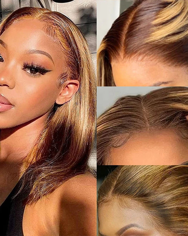Highlight Wig Human Hair Bob Wig Short Straight Body Curly Bob Wig Lace Front Human Hair Wigs Piano Cheap Wig on Clearance Seal
