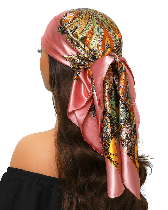 Head Scarf Women Luxury Brand Square 90*90Cm Silk Foulard Satin Bandana Cheveux Soft Neckerchief Hijab Hair Scarves for Ladies