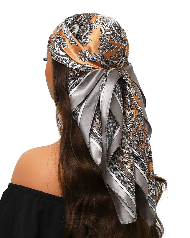 Head Scarf Women Luxury Brand Square 90*90Cm Silk Foulard Satin Bandana Cheveux Soft Neckerchief Hijab Hair Scarves for Ladies