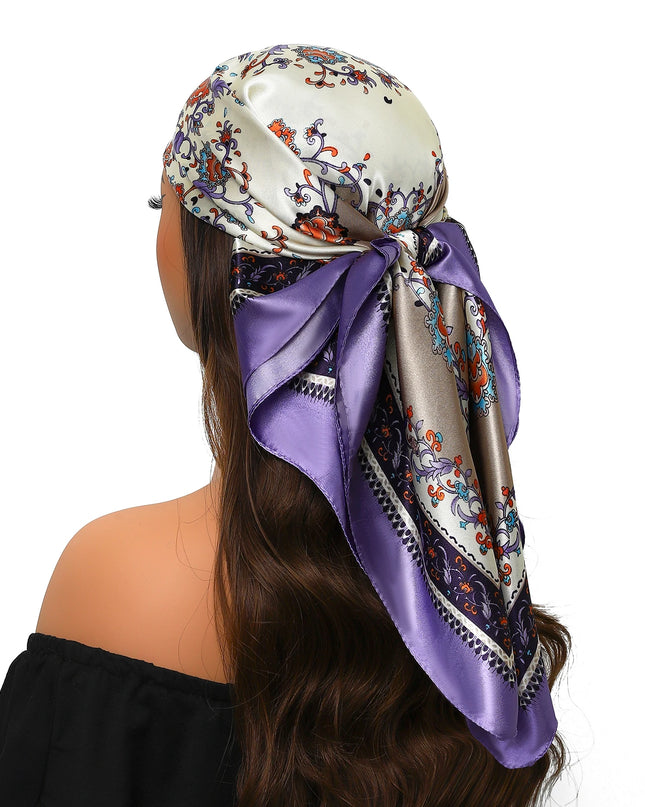 Head Scarf Women Luxury Brand Square 90*90Cm Silk Foulard Satin Bandana Cheveux Soft Neckerchief Hijab Hair Scarves for Ladies