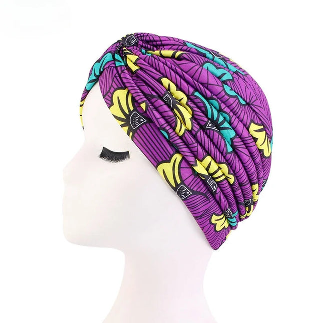 Women Printed Knot Turban Indian Muslim Headwraps Chemo Cap Hijab Beanie Bonnet Head Wrap Bandanas Hair Loss Headscarf