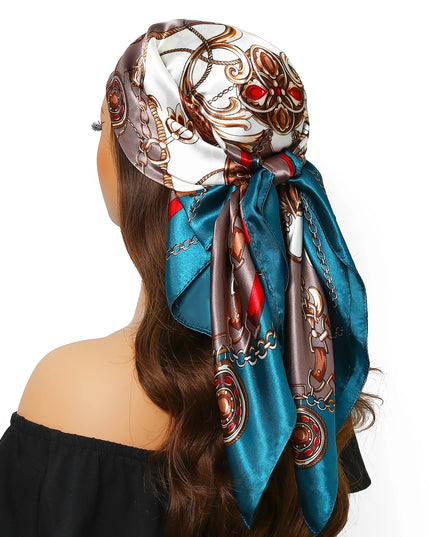 Head Scarf Women Luxury Brand Square 90*90Cm Silk Foulard Satin Bandana Cheveux Soft Neckerchief Hijab Hair Scarves for Ladies