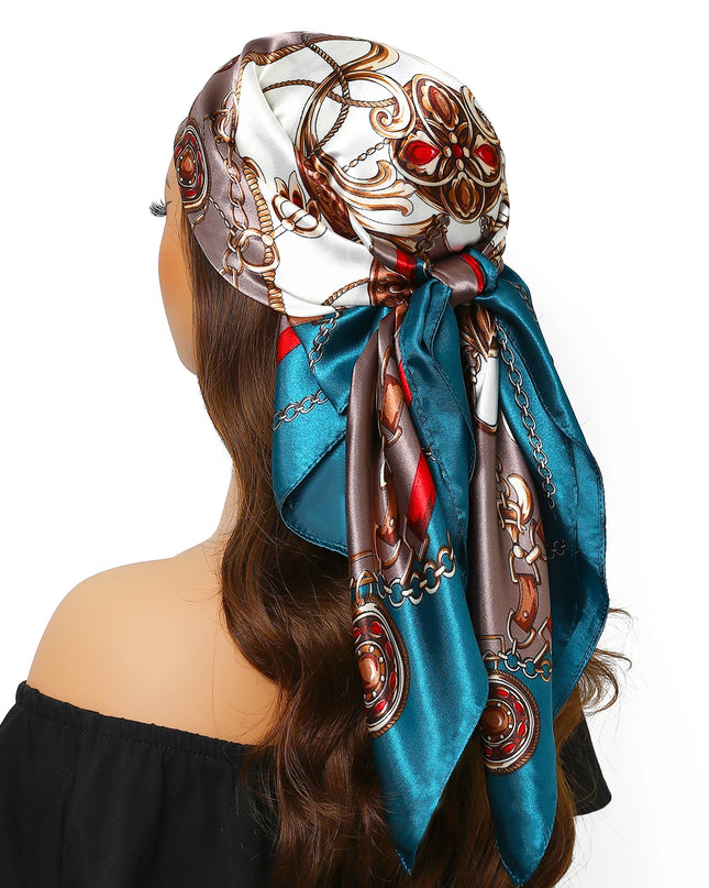 Head Scarf Women Luxury Brand Square 90*90Cm Silk Foulard Satin Bandana Cheveux Soft Neckerchief Hijab Hair Scarves for Ladies