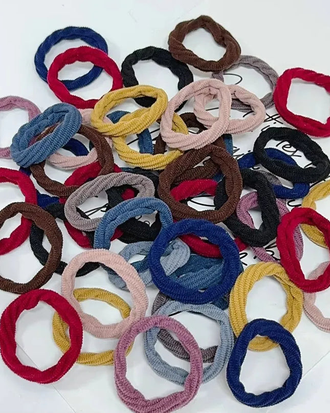 50Pcs/Set Colorful Thread Pattern Hair Bands for Women Girls Pongtail Holder Hair Tie Scrunchie Rubber Hairband Hair Accessories
