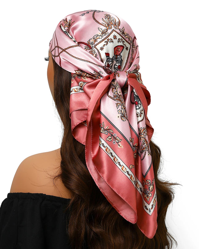 Head Scarf Women Luxury Brand Square 90*90Cm Silk Foulard Satin Bandana Cheveux Soft Neckerchief Hijab Hair Scarves for Ladies