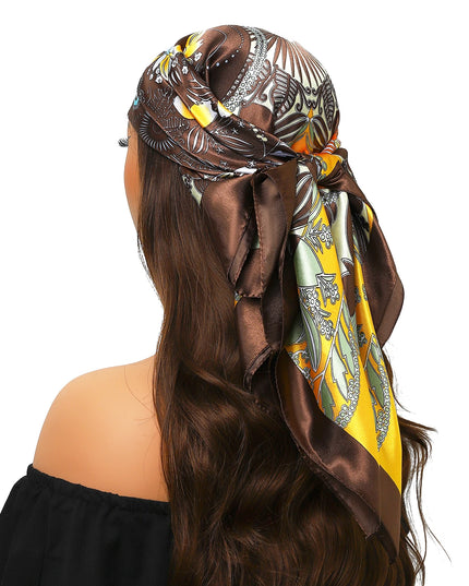 Head Scarf Women Luxury Brand Square 90*90Cm Silk Foulard Satin Bandana Cheveux Soft Neckerchief Hijab Hair Scarves for Ladies