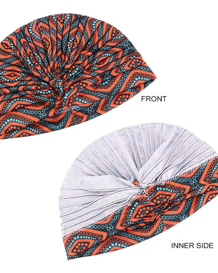 Women Printed Knot Turban Indian Muslim Headwraps Chemo Cap Hijab Beanie Bonnet Head Wrap Bandanas Hair Loss Headscarf