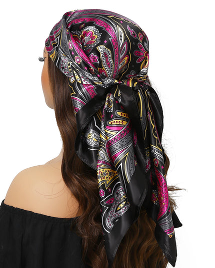 Head Scarf Women Luxury Brand Square 90*90Cm Silk Foulard Satin Bandana Cheveux Soft Neckerchief Hijab Hair Scarves for Ladies
