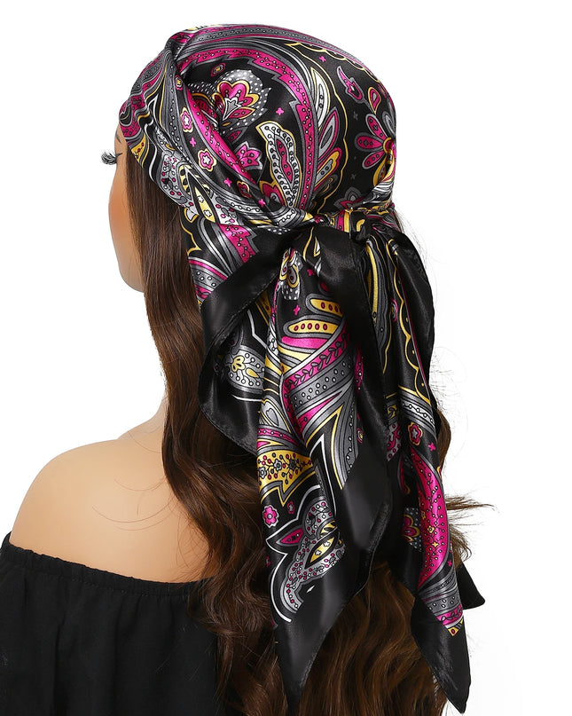 Head Scarf Women Luxury Brand Square 90*90Cm Silk Foulard Satin Bandana Cheveux Soft Neckerchief Hijab Hair Scarves for Ladies