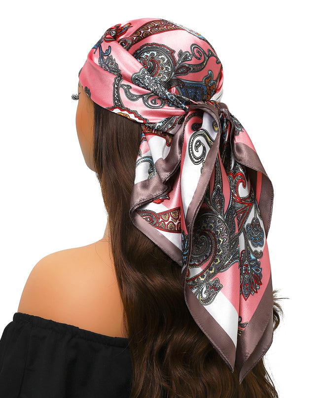 Head Scarf Women Luxury Brand Square 90*90Cm Silk Foulard Satin Bandana Cheveux Soft Neckerchief Hijab Hair Scarves for Ladies