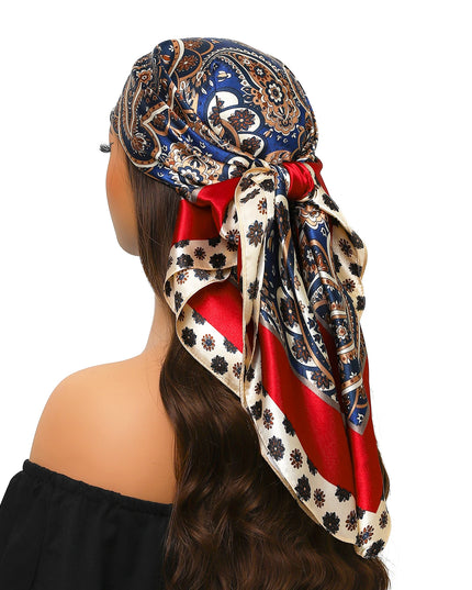 Head Scarf Women Luxury Brand Square 90*90Cm Silk Foulard Satin Bandana Cheveux Soft Neckerchief Hijab Hair Scarves for Ladies