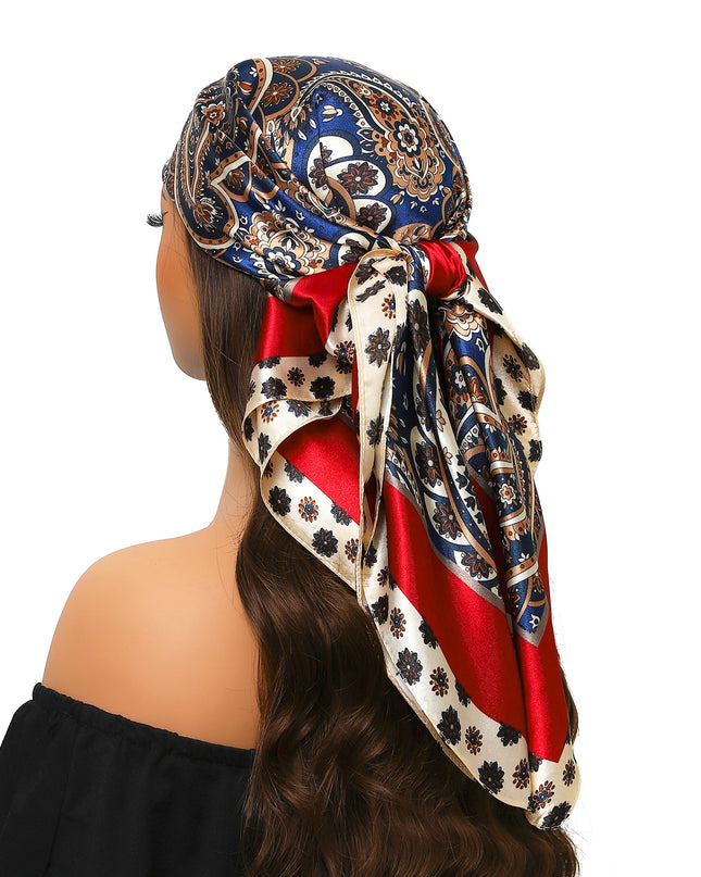 Head Scarf Women Luxury Brand Square 90*90Cm Silk Foulard Satin Bandana Cheveux Soft Neckerchief Hijab Hair Scarves for Ladies