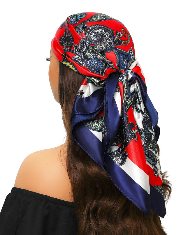 Head Scarf Women Luxury Brand Square 90*90Cm Silk Foulard Satin Bandana Cheveux Soft Neckerchief Hijab Hair Scarves for Ladies