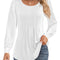 Blouses for Women Pleated Long Sleeve Shirts Crew Neck 