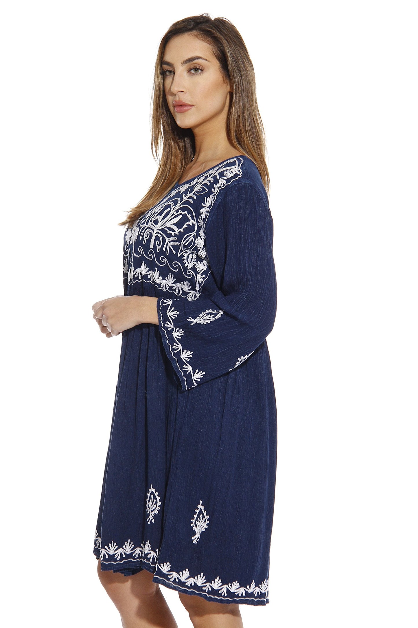 Women'S Tunic Dress - Bohemian Style Beachwear for Comfortable and Stylish Summer Days (Dark Denim, 2X)