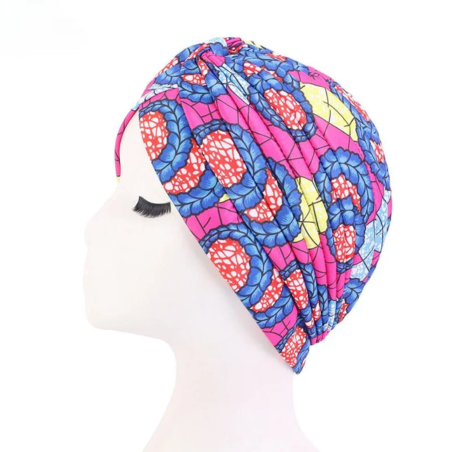 Women Printed Knot Turban Indian Muslim Headwraps Chemo Cap Hijab Beanie Bonnet Head Wrap Bandanas Hair Loss Headscarf