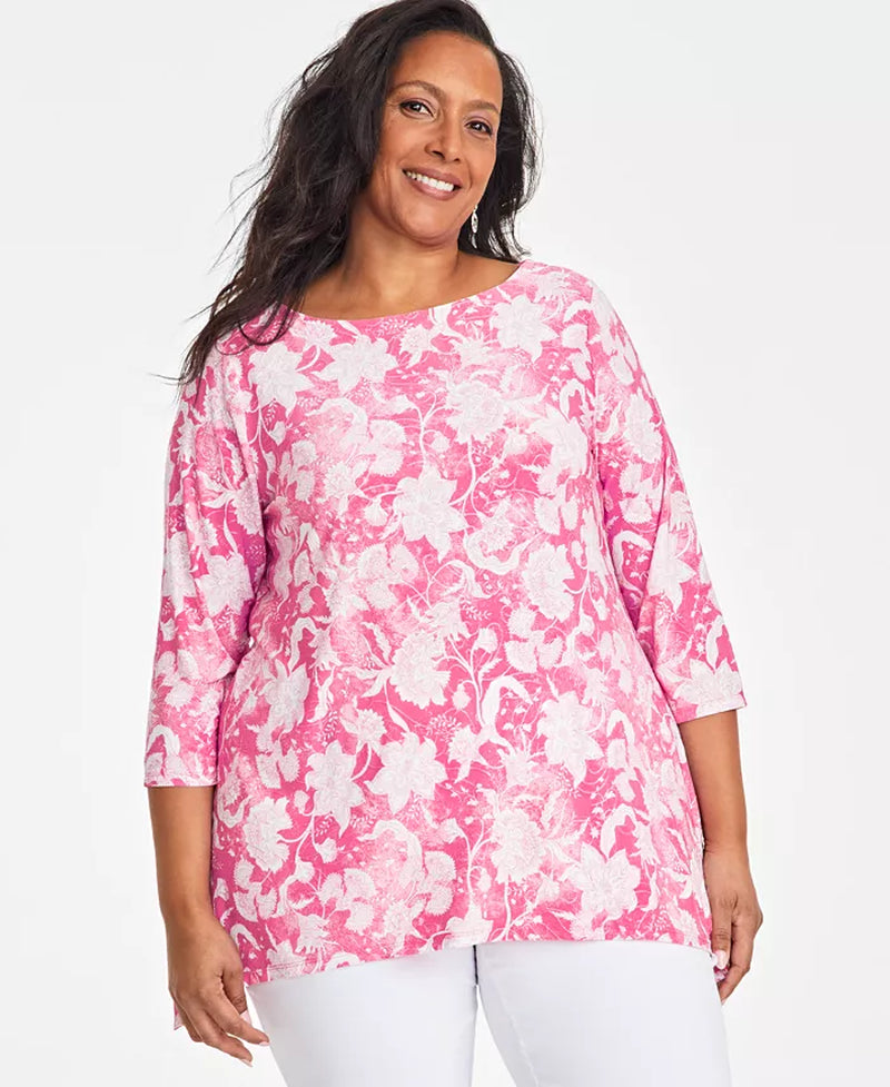 Plus Size Jacquard Swing Top