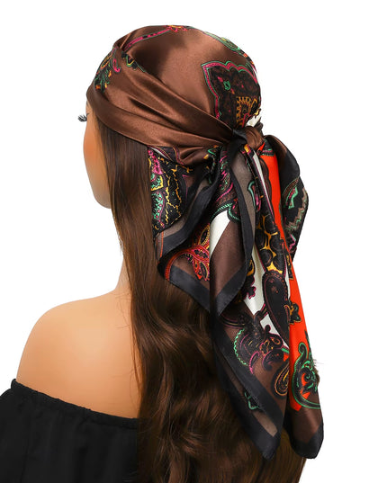 Head Scarf Women Luxury Brand Square 90*90Cm Silk Foulard Satin Bandana Cheveux Soft Neckerchief Hijab Hair Scarves for Ladies