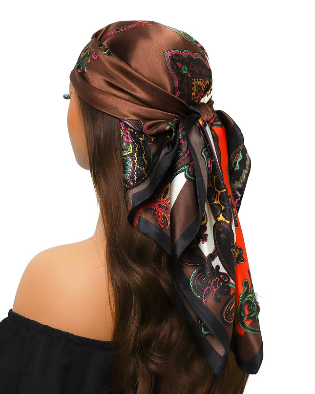 Head Scarf Women Luxury Brand Square 90*90Cm Silk Foulard Satin Bandana Cheveux Soft Neckerchief Hijab Hair Scarves for Ladies