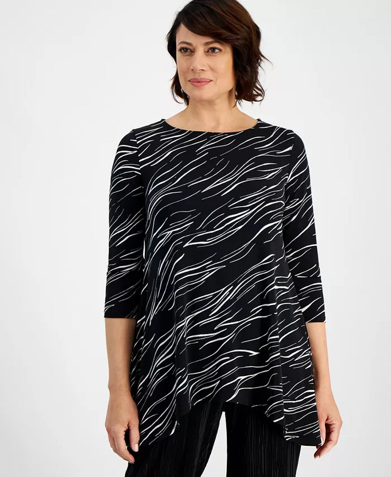 Women'S Printed 3/4 Sleeve Swing Top, Created for Macy'S