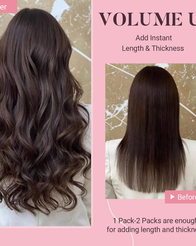 Sew in Hair Extensions Real Human Hair, Weft Hair Extensions Human Hair, #2 Dark Brown 16 Inch 80G Double Weft Remy Silky Sew in Weft Hair Extension Human Hair