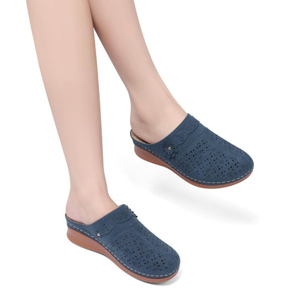 Women'S Comfortable Floral Non Breathable Thick Soled Large Size Mules Clogs Women'S Slippers Sandals for Women 2024 Blue 8.5