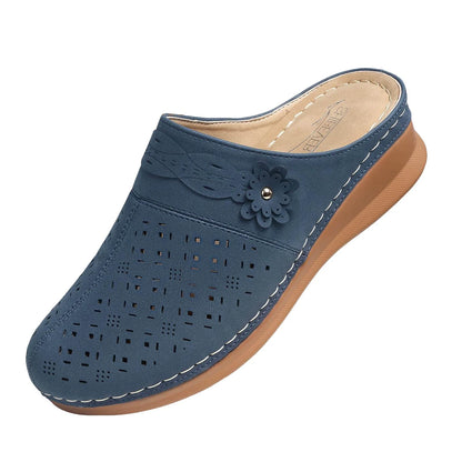 Women'S Comfortable Floral Non Breathable Thick Soled Large Size Mules Clogs Women'S Slippers Sandals for Women 2024 Blue 8.5