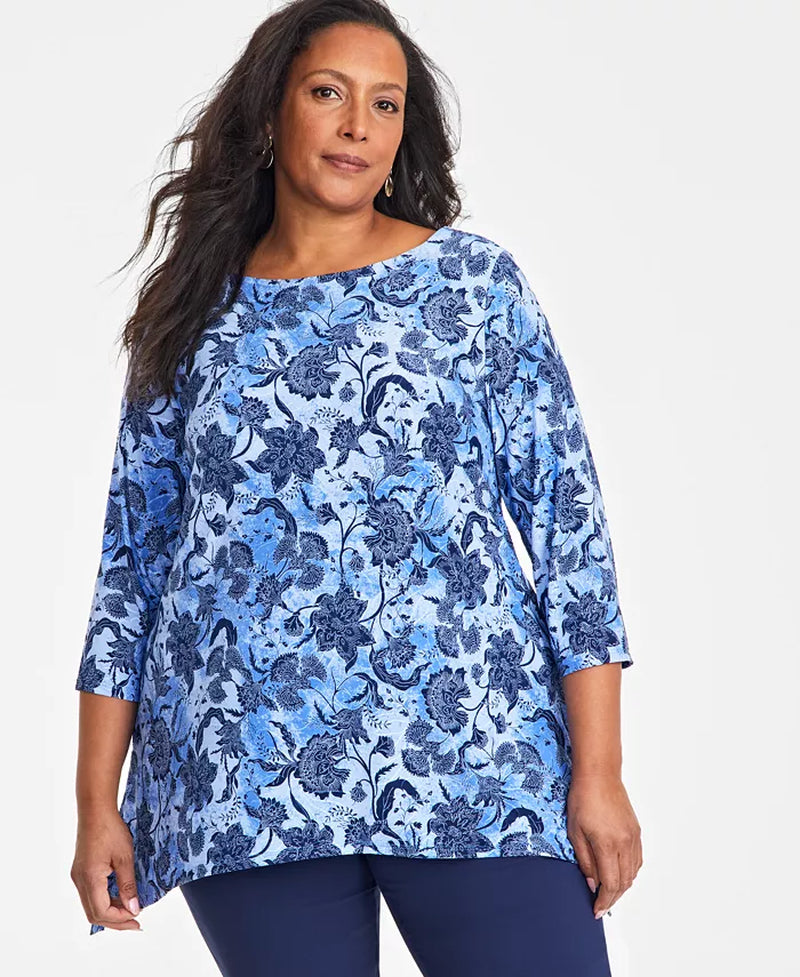 Plus Size Jacquard Swing Top