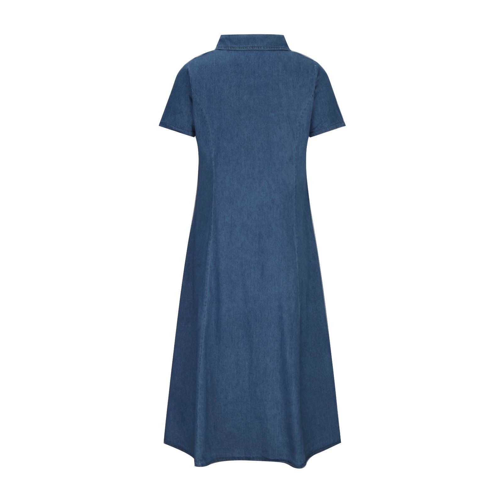 Denim Dress for Women Short Sleeve Button down Jean Dress Summer Casual Midi Denim Flowy Dresses